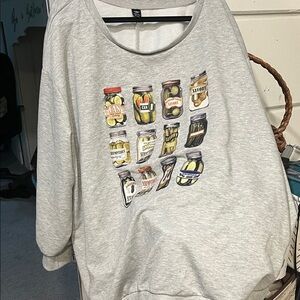 SHEIN Gray Sweatshirt with Pickle Jar Print